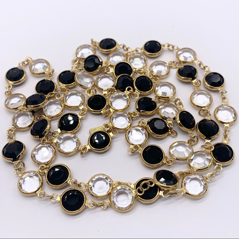 Swarovski Crystal Black and Clear Bezel Necklace